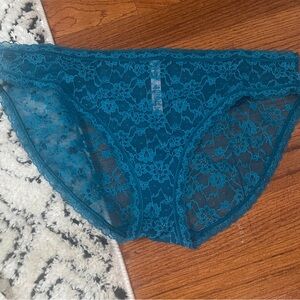 Victoria's Secret Deep Teal Floral pattern Lace Panties XL X-Large